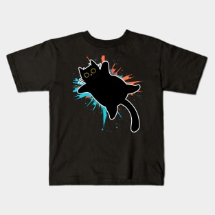 Funky Blue Orange Paint Explosion by Black Cat Kids T-Shirt